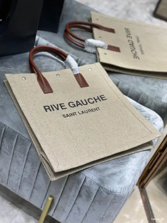 COTTON S AND RIVE N YSL SHOPPING GAUCHE IN LINEN BAG 0611